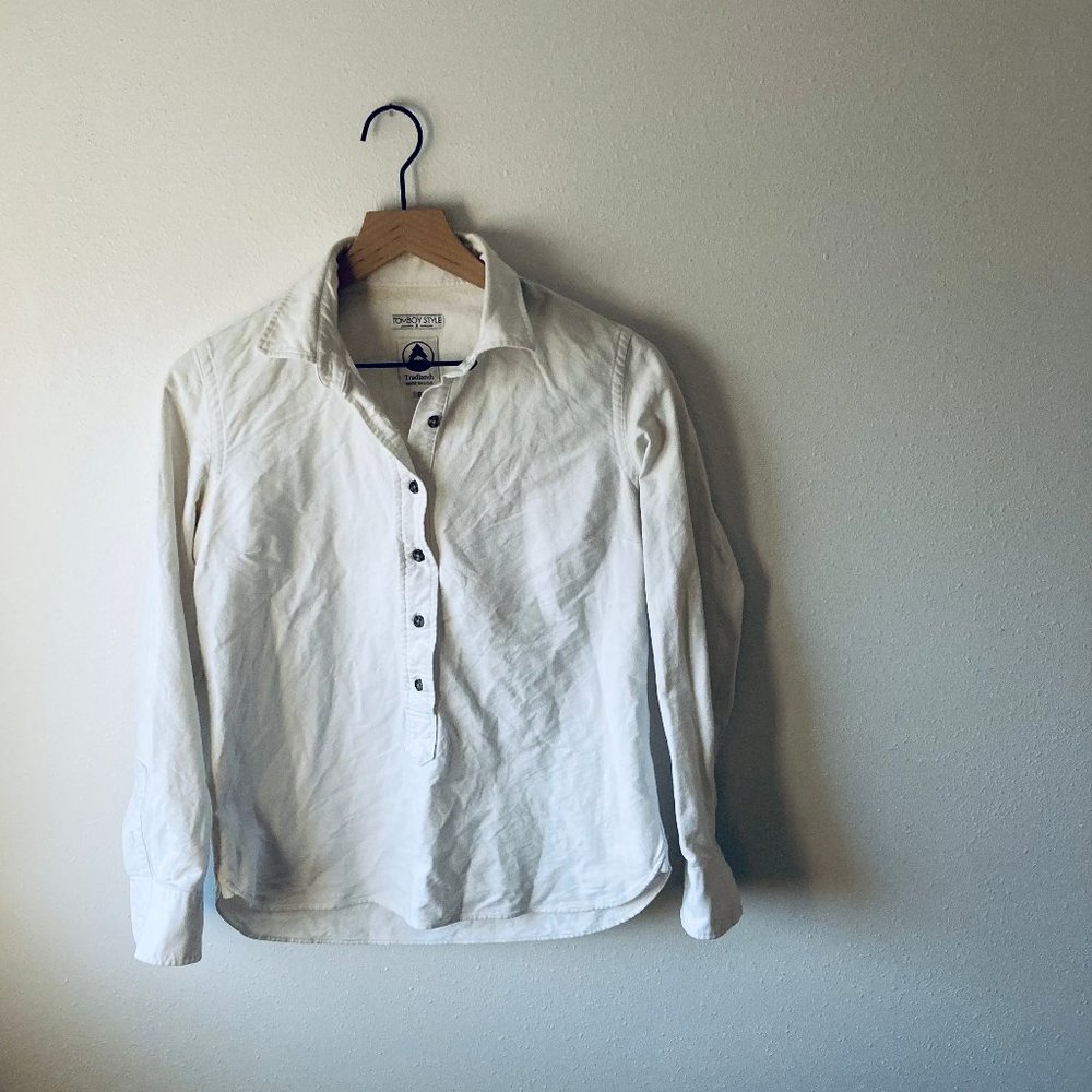 Tradlands x Tomboy Style half-button shirt white size small